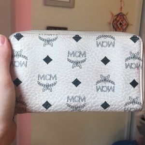 White MCM heritage wallet
